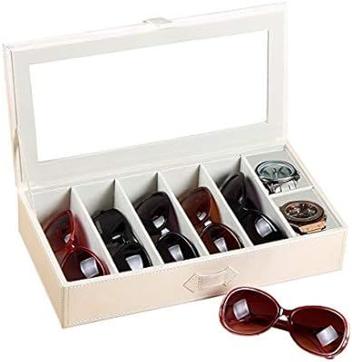 YAPISHI Sunglasses Case for Multiple Glasses Organizer Leather White, Transparent Rectangular 7 E... | Amazon (US)