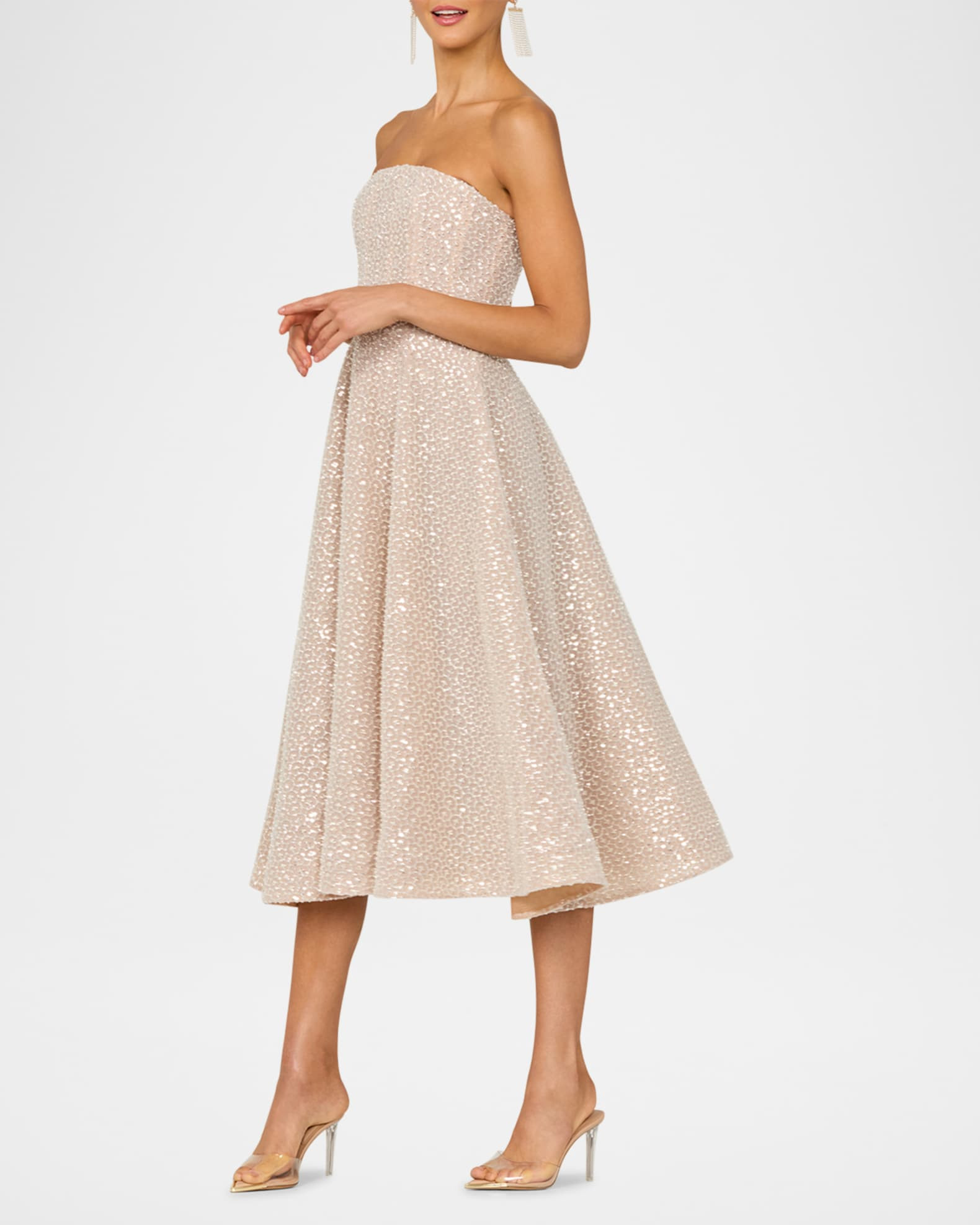 Vivi Strapless Beaded Midi Dress | Neiman Marcus