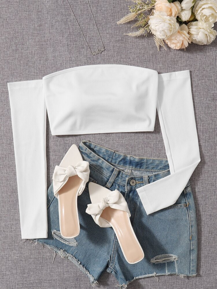 SHEIN PETITE Top Cortado Fora do ombro | SHEIN