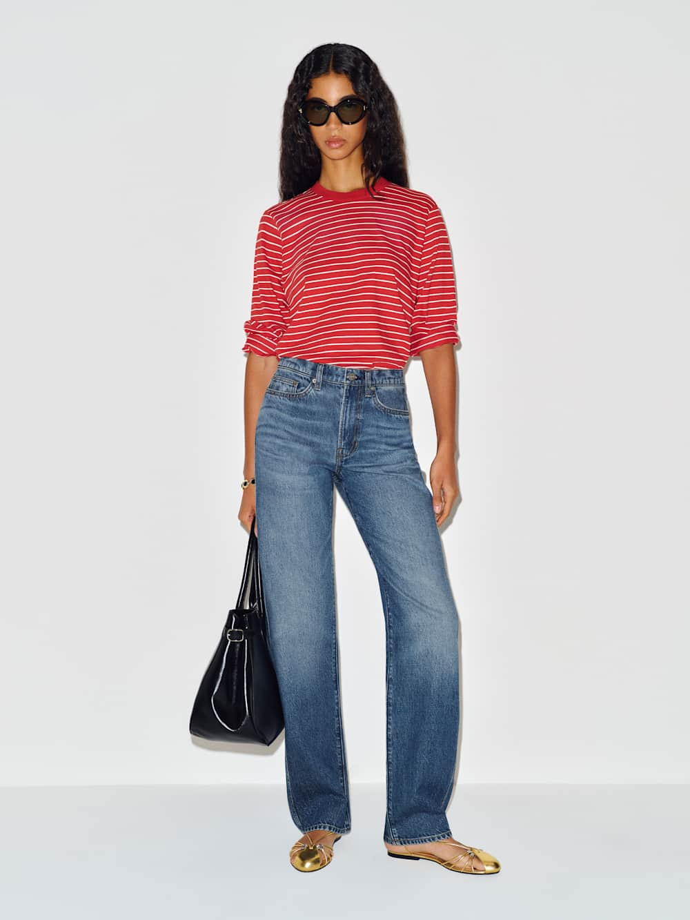 Gina High Rise Bow Leg Jeans | Reformation (Global)
