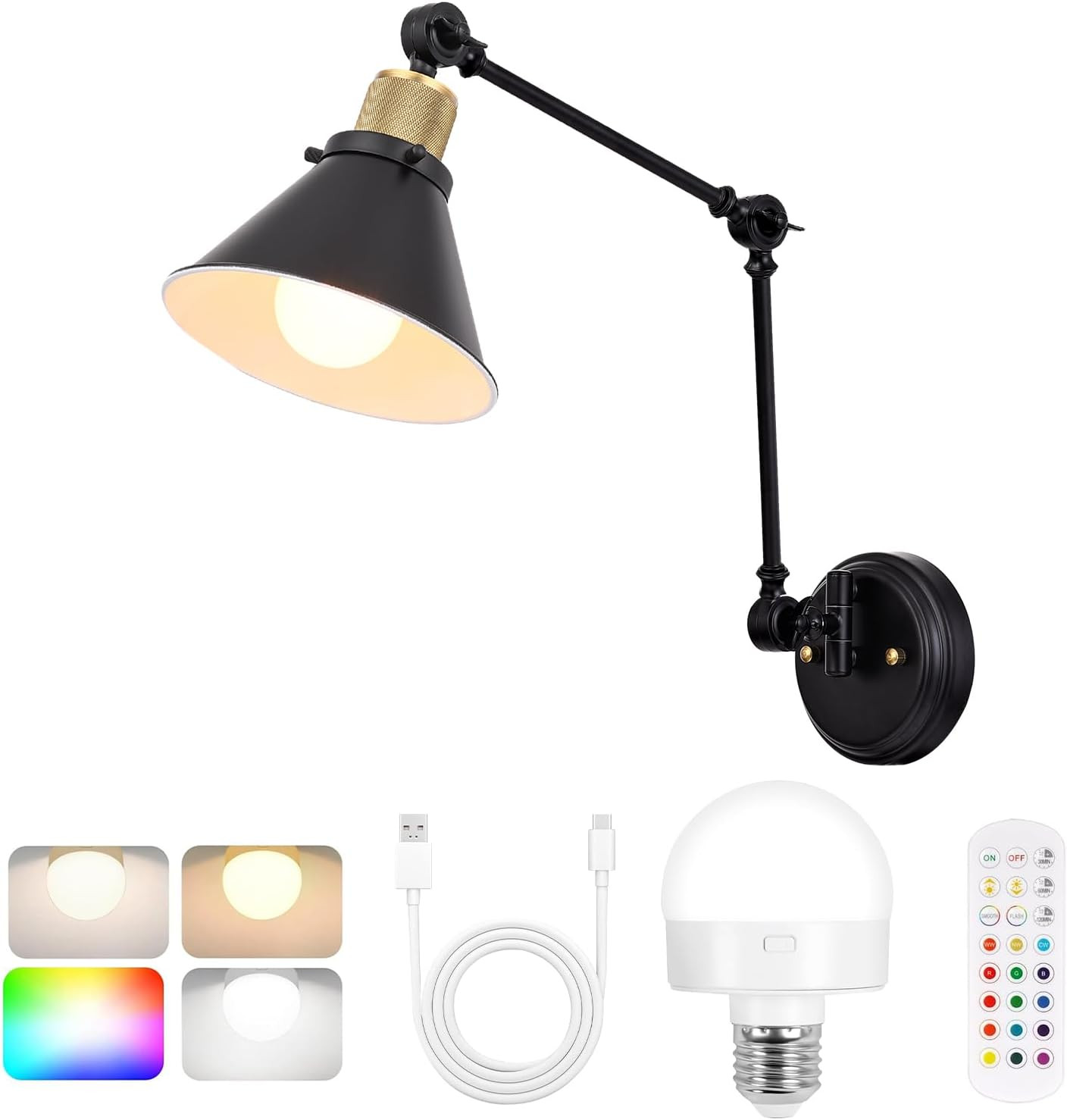 TRLIFE Rechargeable Battery Operated Wall Sconce, Dimmable and Adjustable Color Temperature Batte... | Amazon (US)