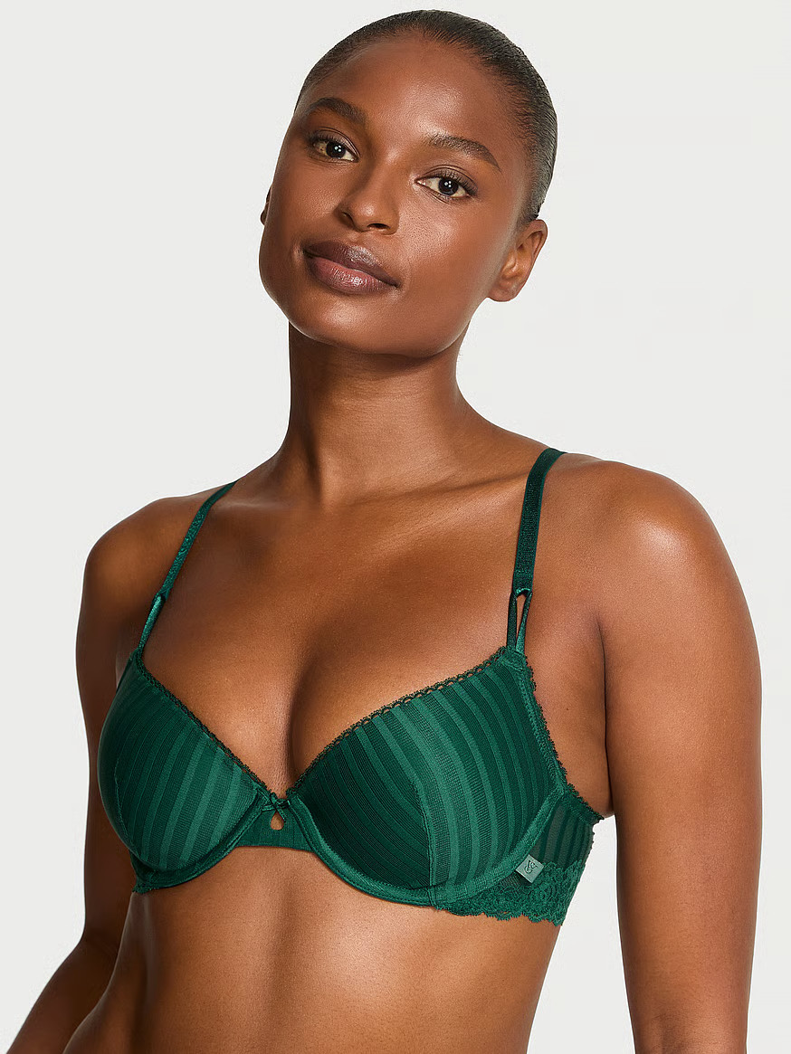 Buy Sexy Tee Sheer Heritage Lightly Lined Demi Bra, Clover - Order Bras online - Victoria's Secre... | Victoria's Secret (US / CA )
