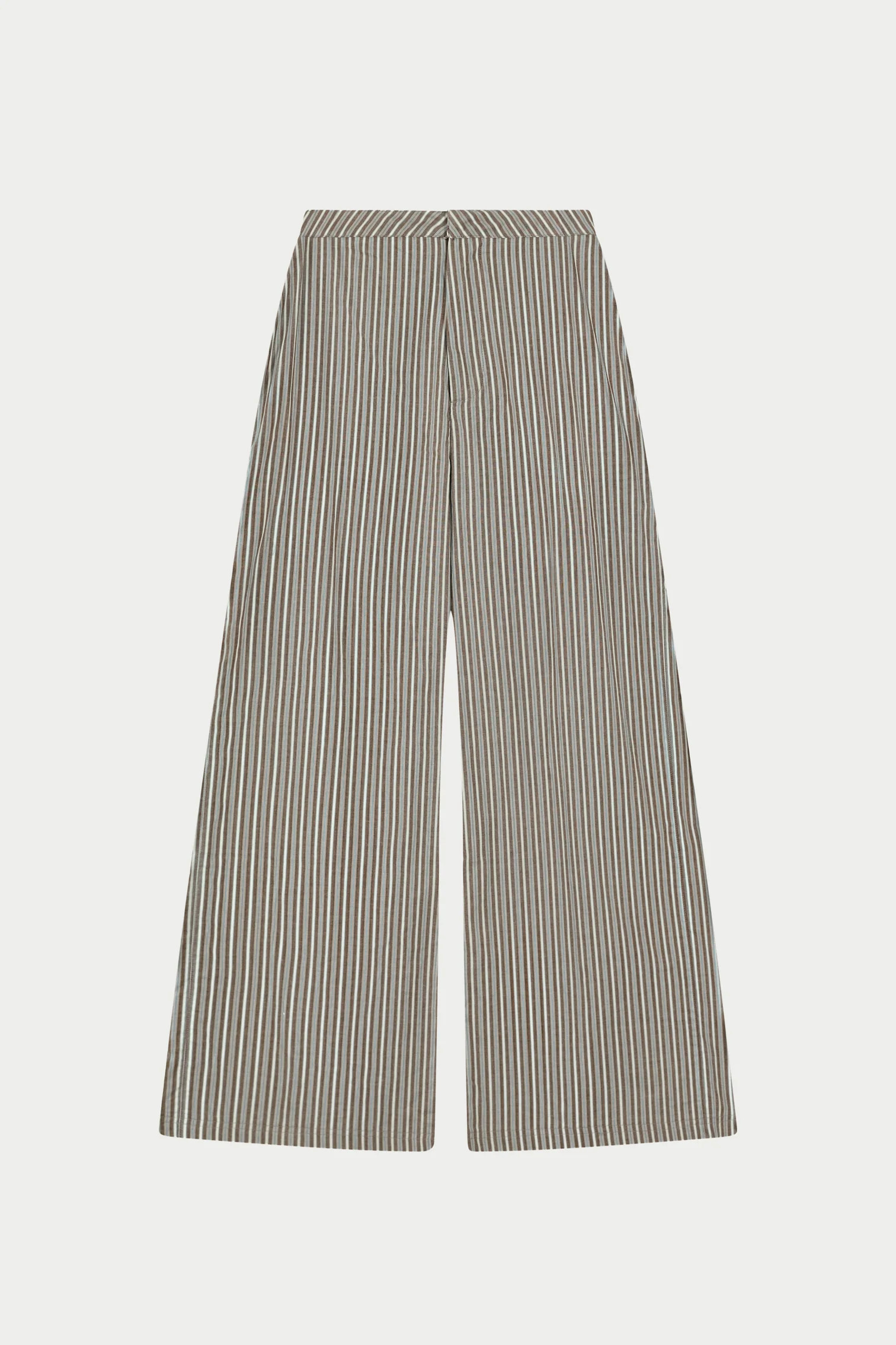 STRIPE THIN WAISTBAND TROUSERS - KHAKI | The Couture Club