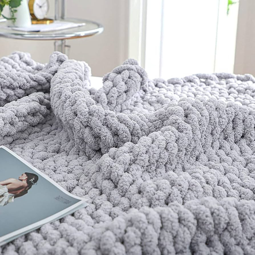 Chunky Knit Blanket Throw 51x63, Soft Chenille Chunky Knitted Throw Blanket, Big Knit Blankets Ch... | Amazon (CA)