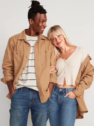 Oversized Cotton-Twill Gender-Neutral Overshirt for Adults | Old Navy (CA)