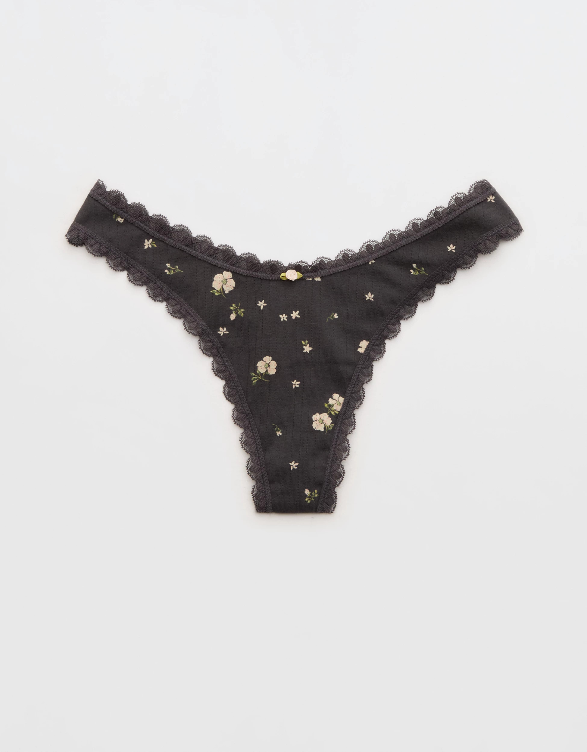Superchill Cotton Pointelle Lace Thong Underwear | Aerie