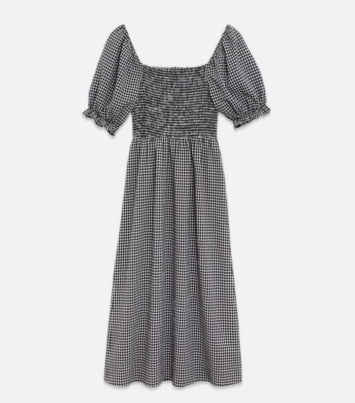 Tall Black Gingham Shirred Square Neck Midi Dress
						
						Add to Saved Items
						Remove fr... | New Look (UK)