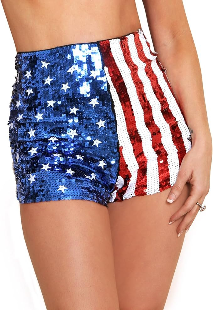 Arsimus USA Patriotic Star & Stripes Sequins Shorts | Amazon (US)