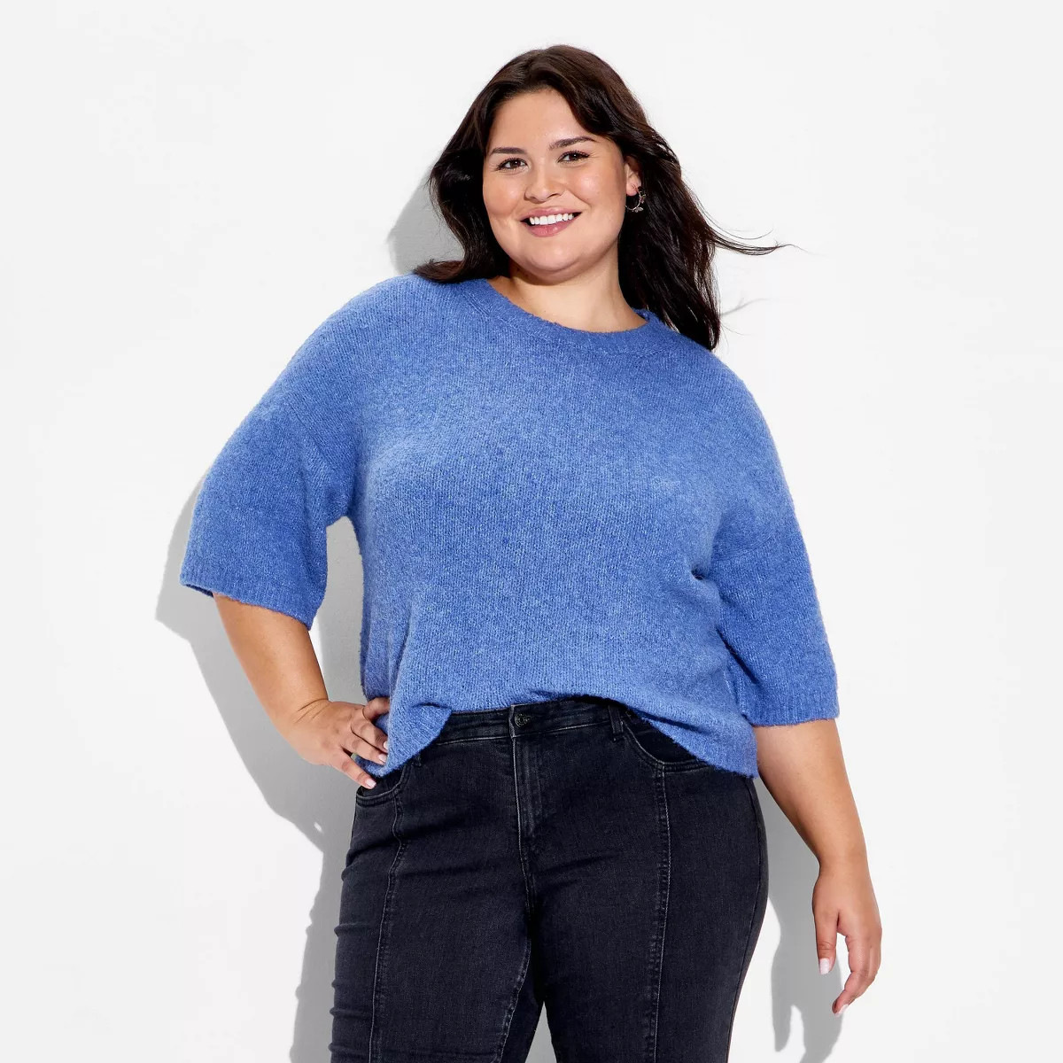 Women's Short Sleeve Crewneck Pullover Sweater - Wild Fable™ Blue XXL | Target