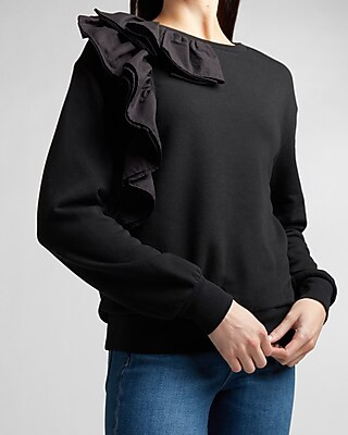 Taffeta Ruffle Sweatshirt | Express