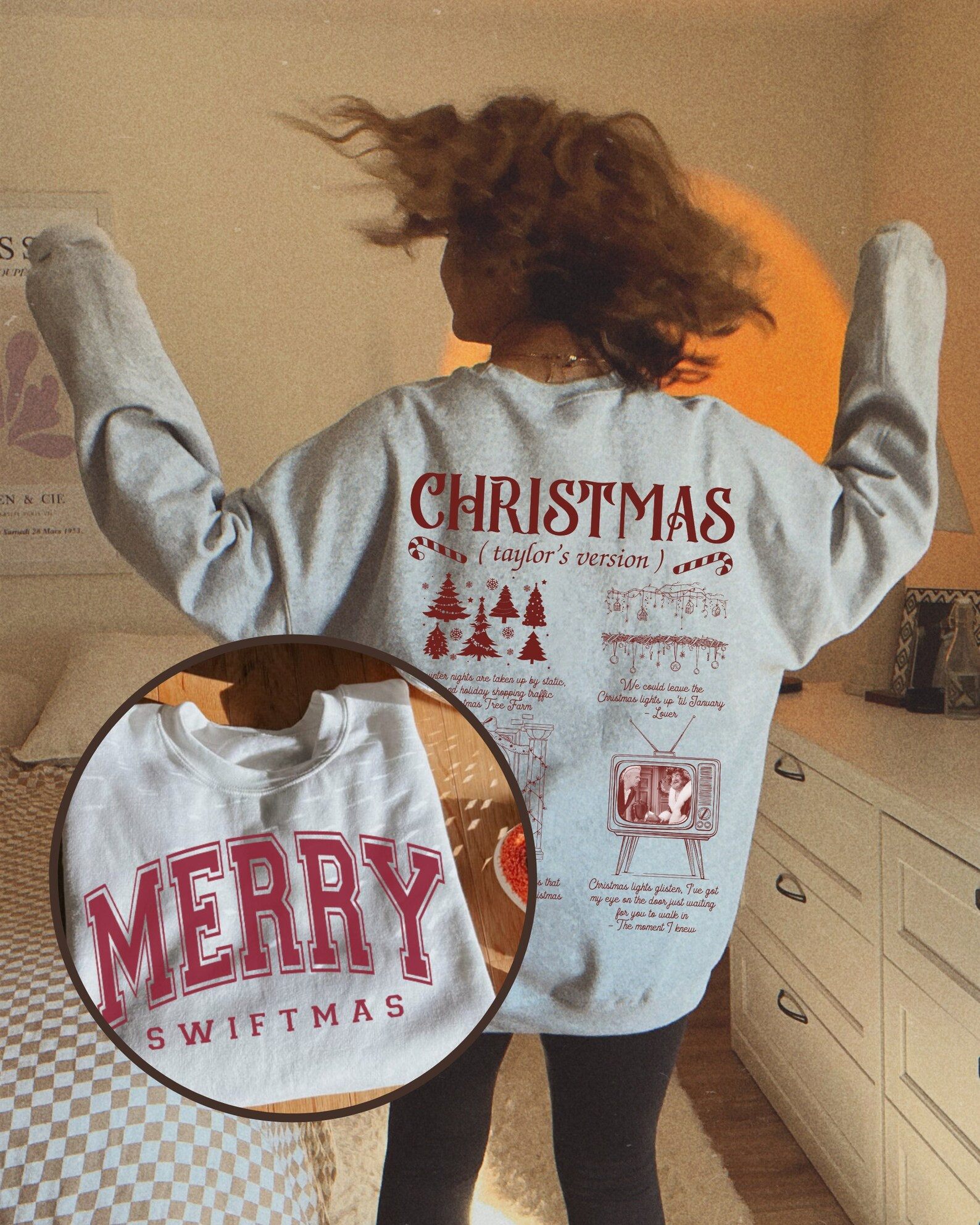 Retro Merry Swiftmas Taylor's Version Sweatshirt Oversized Taylor Holiday Pullover Holiday Gift S... | Etsy (US)