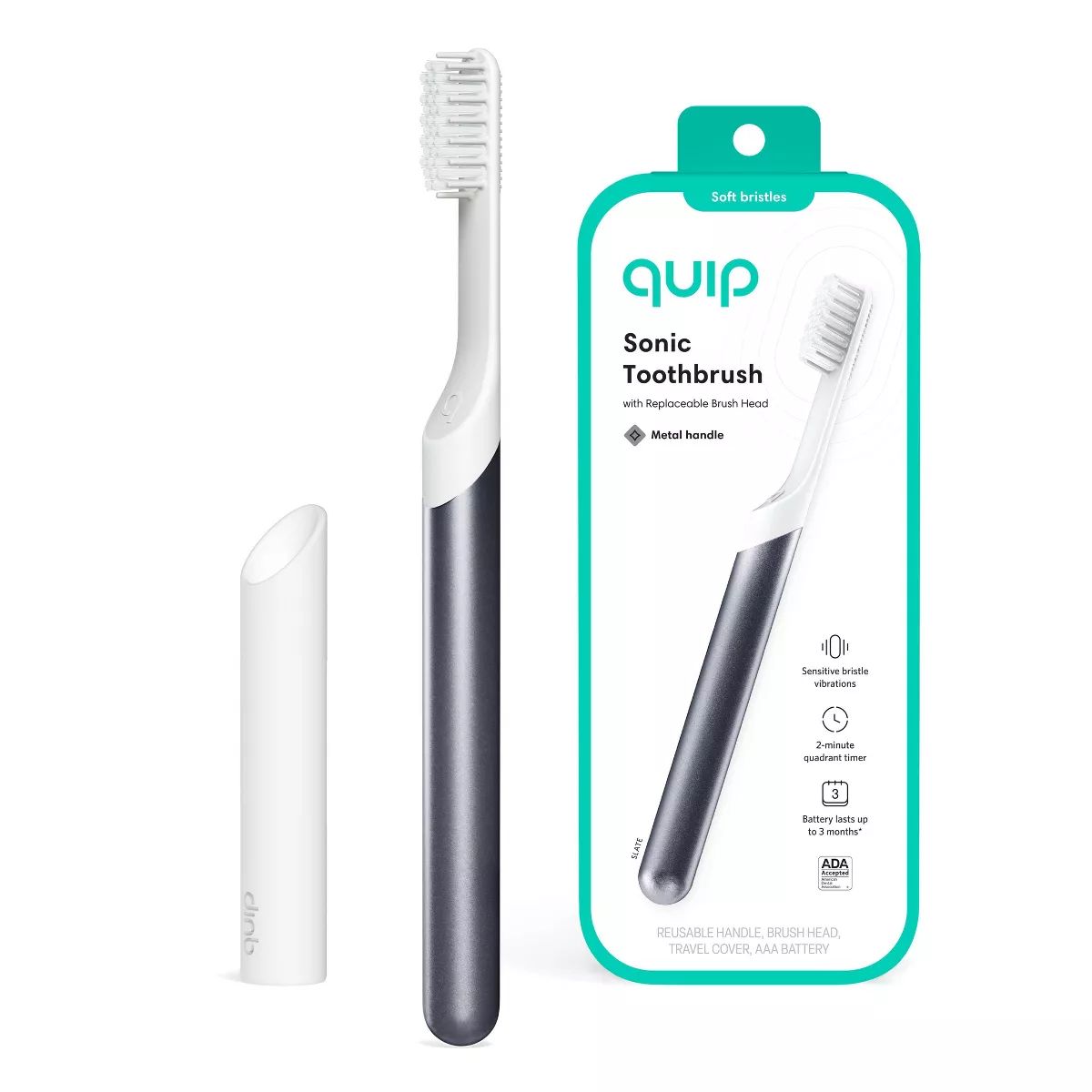 quip Metal 2-Minute Timer Electric Toothbrush Starter Kit with Travel Case | Target