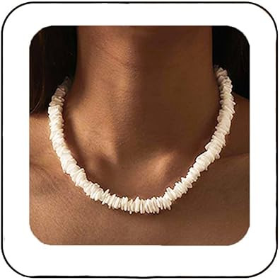 Latious Puka White Shell Necklace Beach Chip Seashell Necklaces Clam Chips Necklace for Women | Amazon (US)