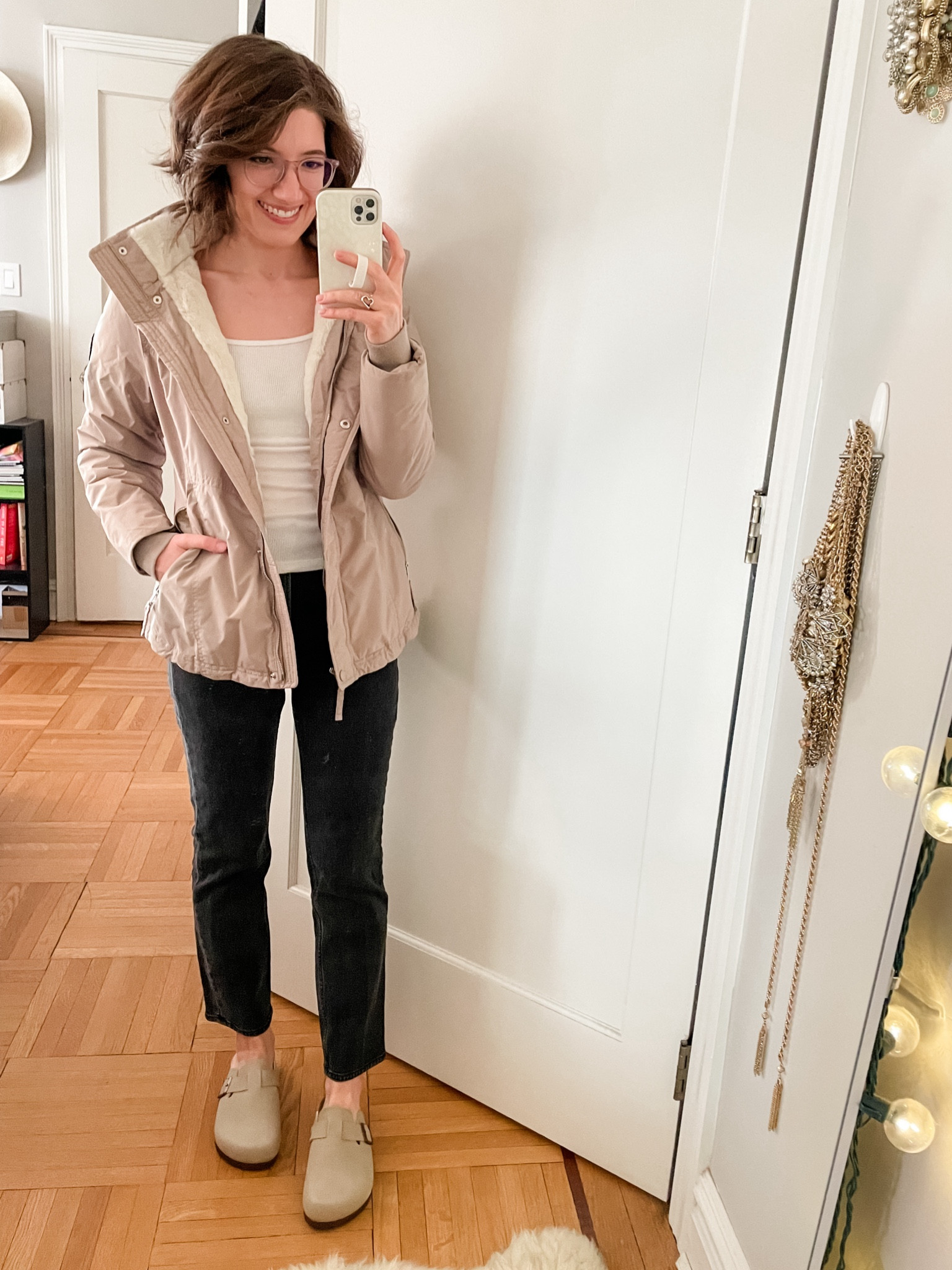 Jacket: TTS
Long sleeve tee: TTS
Jeans: size up 1, wearing the regular length
Clogs: TTS

#LTKfindsunder100 #LTKstyletip #LTKsalealert