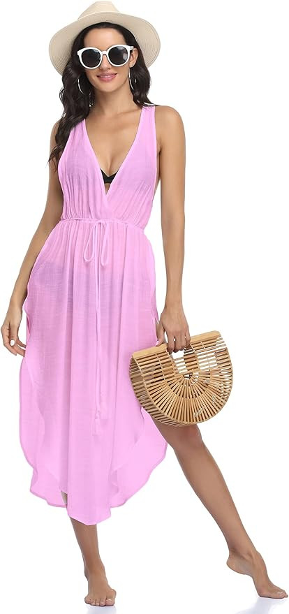 Ekouaer Women's Sexy Swimsuit Cover Ups Sleeveless Side Split Cover Up Dress Beach Bikini Coverup... | Amazon (US)