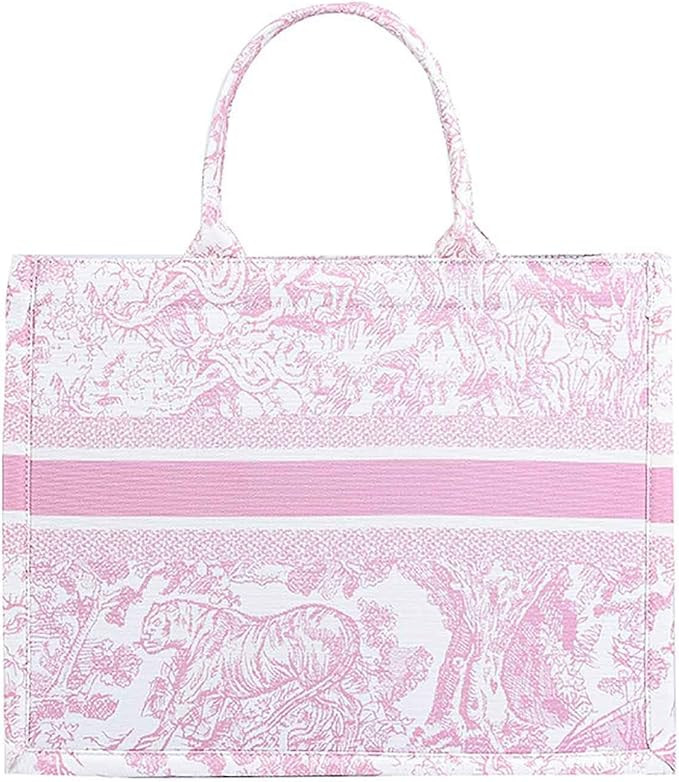 Fashion luxury tote bag cotton linen one shoulder handbag large capacity jacquard embroidery retr... | Amazon (US)