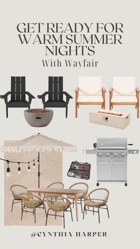 Get ready for warm summer nights with Wayfair! 

Adirondack chairs, fire pit, string lights, BBQ, grilling, grill, affordable outdoor furniture, outdoor dining


#LTKhome