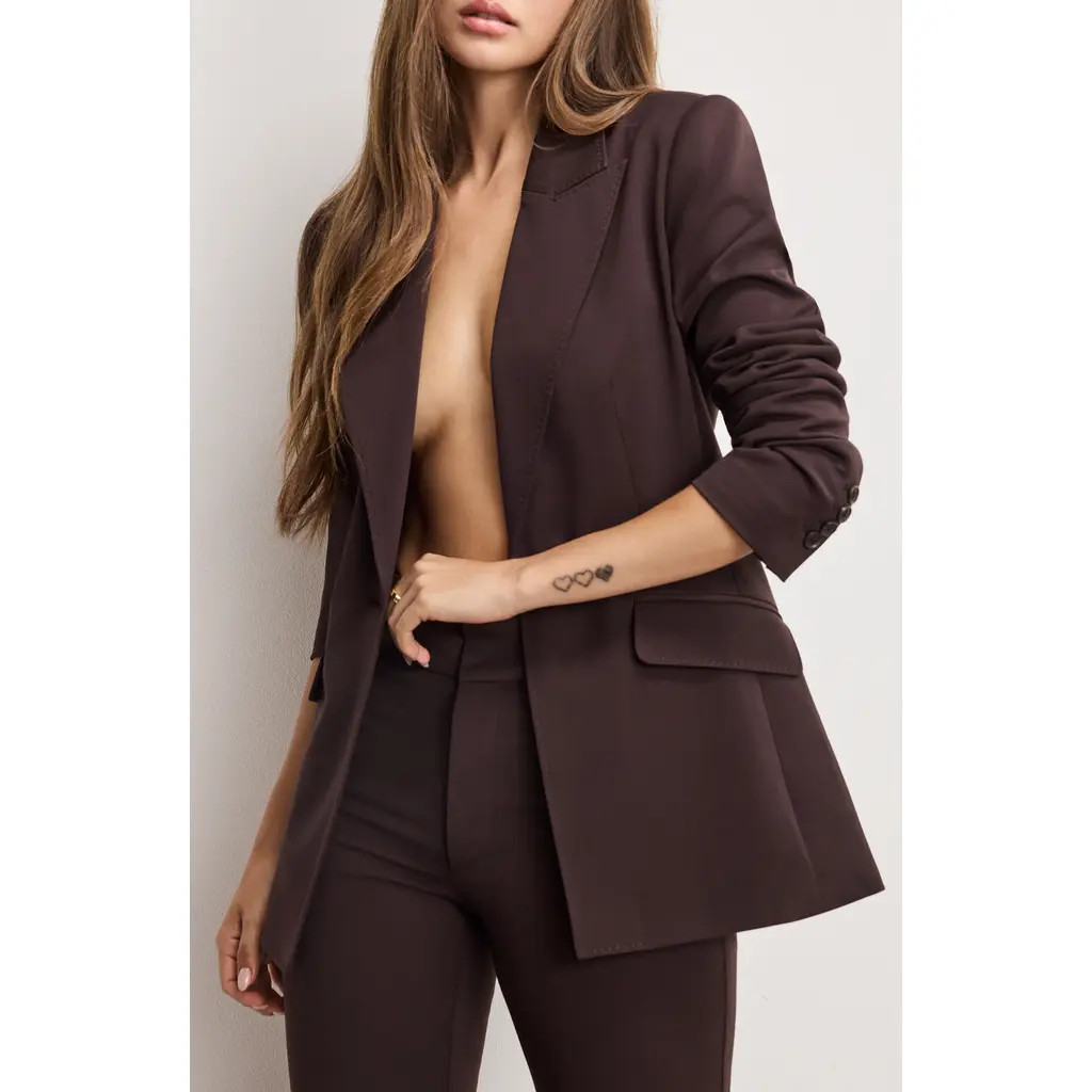 Good American Essential Sculpt Suit Blazer in Dark Chocolate at Nordstrom Rack, Size Large | Nordstrom Rack