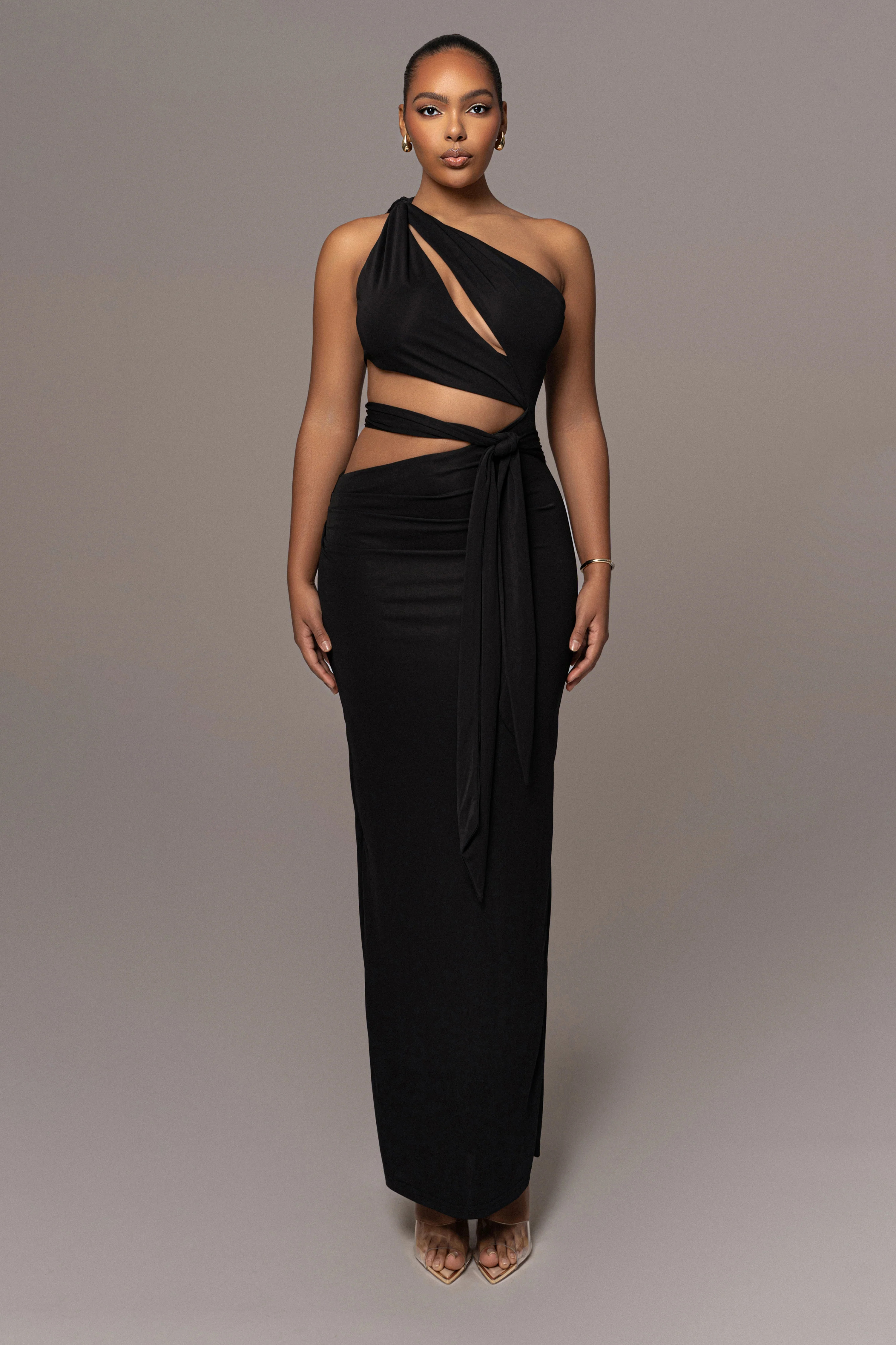 Black Athenia Keyhole Maxi Dress | JLUXLABEL
