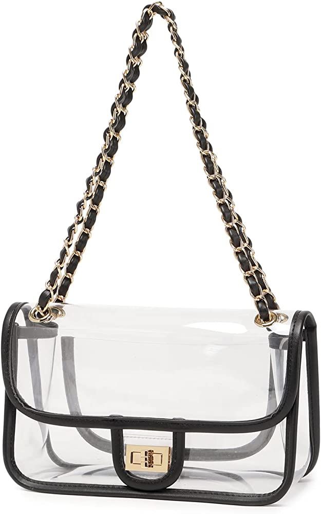 Lam Gallery Womens PVC Clear Purse Handbag with Chain Stadium Approved Clear Bag See Through Bag ... | Amazon (US)