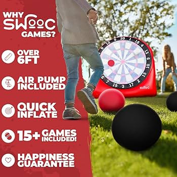 SWOOC Games - Giant Kick Darts (Over 6ft Tall) with 15+ Games Included - Jumbo Soccer Darts with ... | Amazon (US)