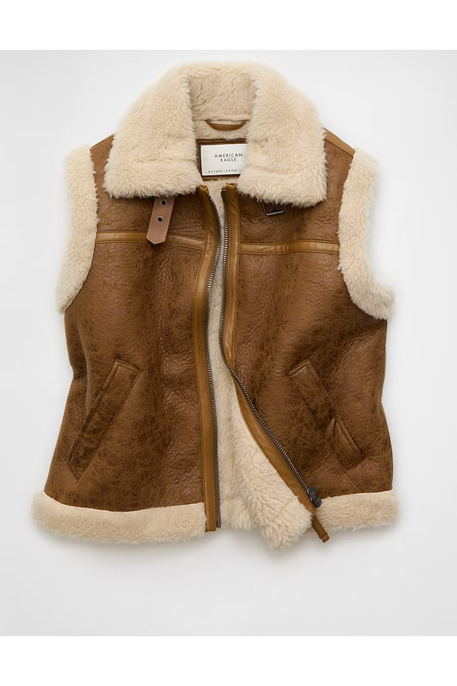 AE Shearling Vest Women's Camel XXS | American Eagle Outfitters (US & CA)