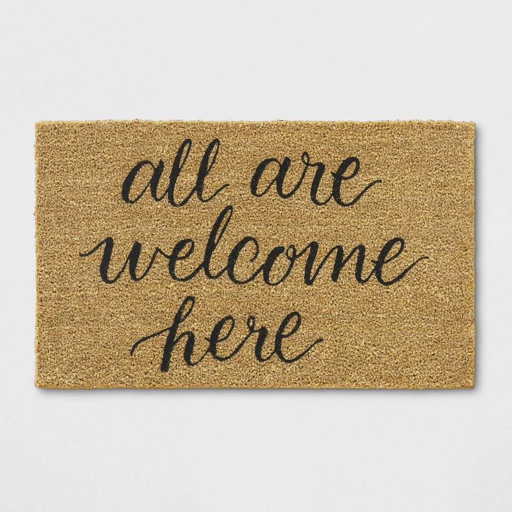 1'6""X2'6"" All Are Welcome Here Tufted Doormat Beige - Threshold , Black | Target