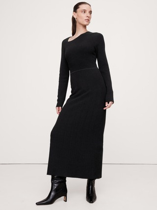 Sculpted Slash-Neck Midi Dress | Banana Republic (US)