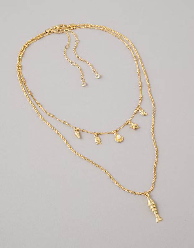 AEO Sardine Charm Necklace 2-Pack | American Eagle Outfitters (US & CA)
