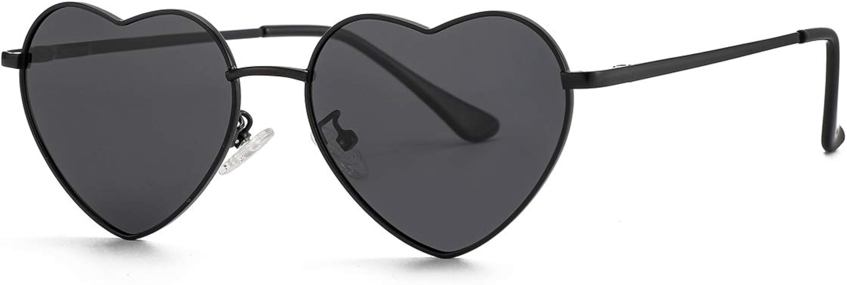 Polarized Heart Shaped Sunglasses for Women Metal Frame Cute Lovely Glasses 100% UV Protection | Amazon (US)