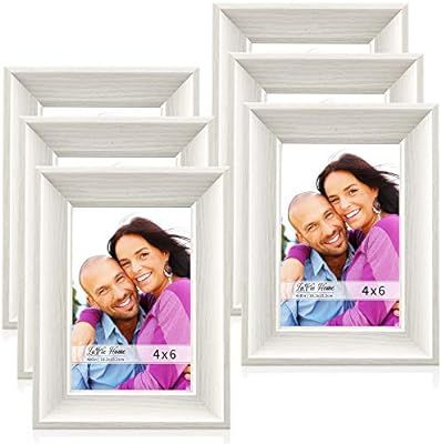 LaVie Home 4x6 Picture Frames(6 Pack,White) Wood Texture Photo Frame Set with High Definition Gla... | Amazon (US)