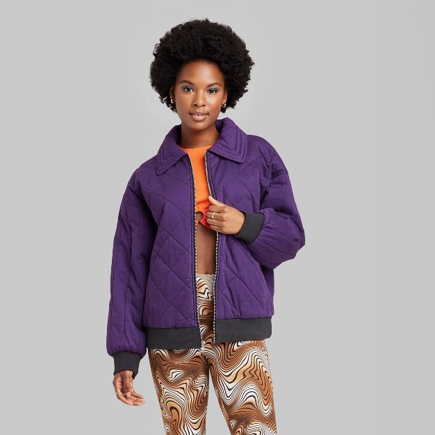 Women's Woven Quilted Bomber Jacket - Wild Fable™ | Target