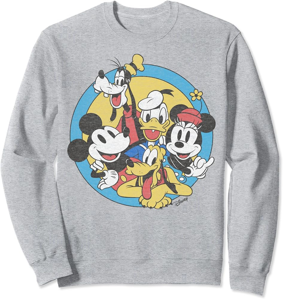Disney Mickey And Friends Retro Group Shot Sweatshirt | Amazon (US)