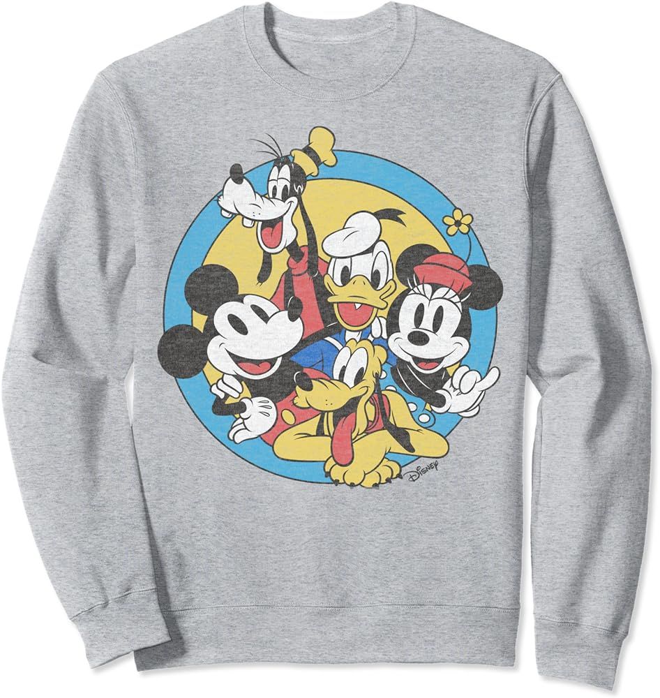 Disney Mickey And Friends Retro Group Shot Sweatshirt | Amazon (US)