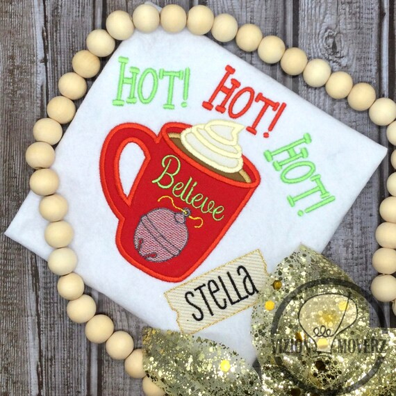 Embroidered Hot Cocoa Christmas Shirt Girls Personalizaed - Etsy | Etsy (US)