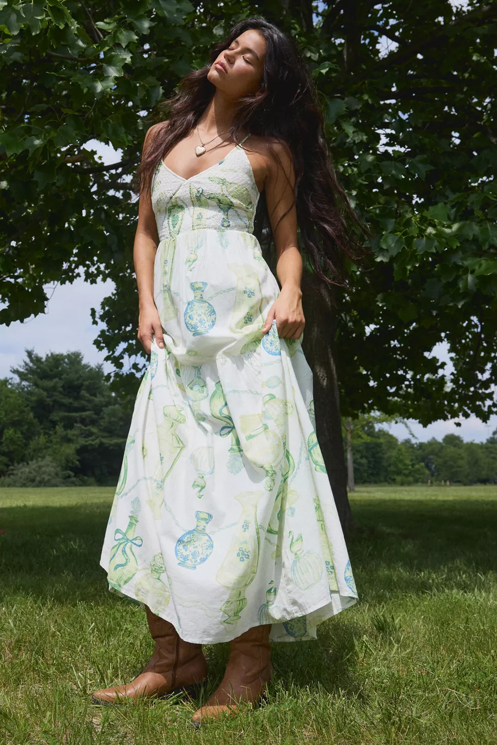 Kimchi Blue Renee Smocked Tiered Maxi Dress | Urban Outfitters (US and RoW)