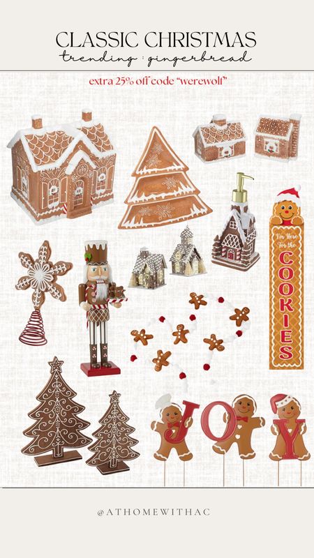 Classic Christmas, trending gingerbread house decor. Use code werewolf for an extra 25% off 🎁🎄

#LTKHoliday #LTKSeasonal #LTKHolidaySale