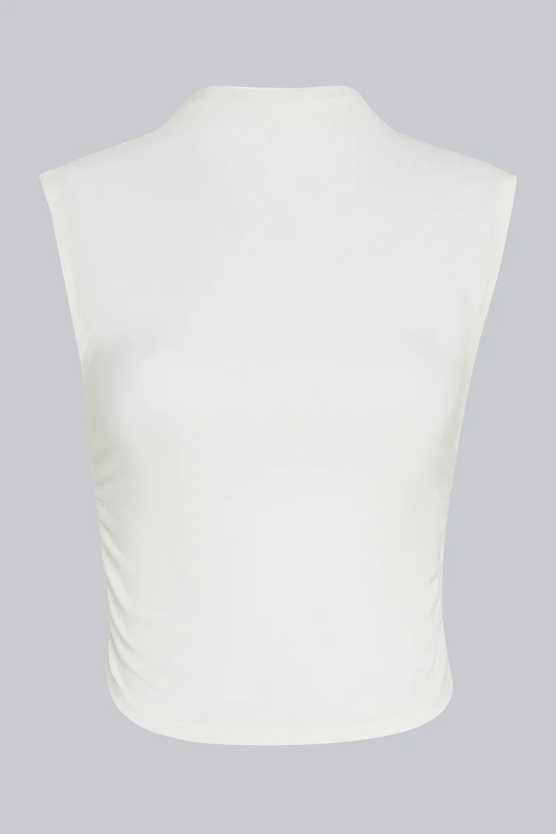 SIENNA Ruched Sleeveless T-Shirt White | 4tharq 