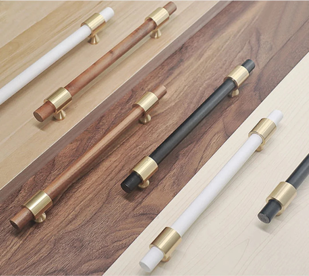 Hole Spacing is Adjustable, Walnut Door Handle, White /black Beech Drawer Pull, Brass Cabinet Pul... | Etsy (US)