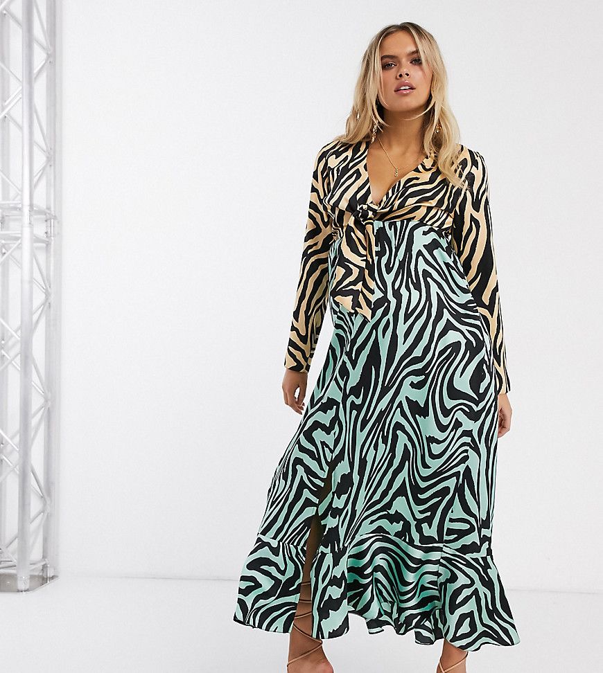 ASOS DESIGN Maternity knot front maxi dress in mixed animal print-Multi | ASOS (Global)