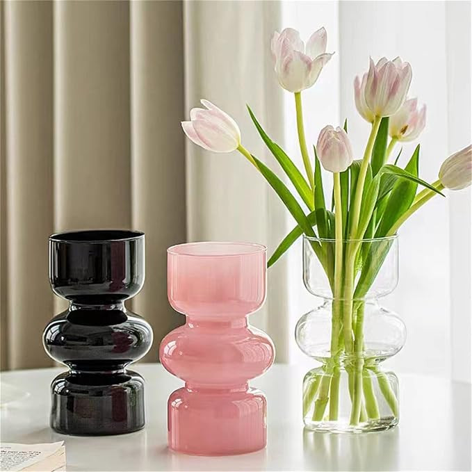 JSPYFITS Glass Hydroponic Flower Vase, 7 Inches Colored Glassbubble Vases for Flowers, Three-Laye... | Amazon (US)