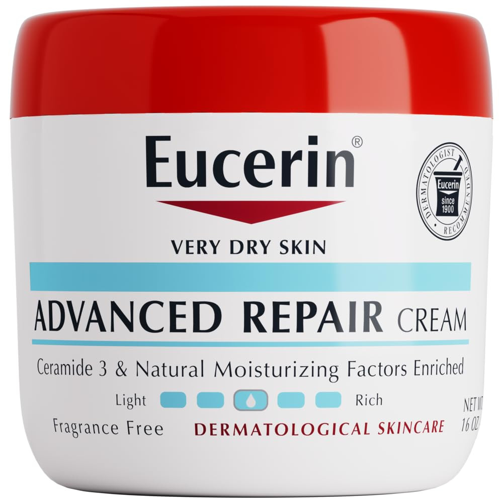 Eucerin Advanced Repair Body Cream for Very Dry Skin, Fragrance Free Daily Body Moisturizer, 16 O... | Amazon (US)
