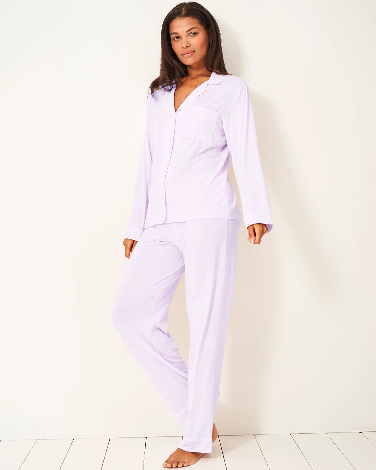 Long Pyjama Set - Lavender | TENCEL™ Sleepwear | Stripe and Stare