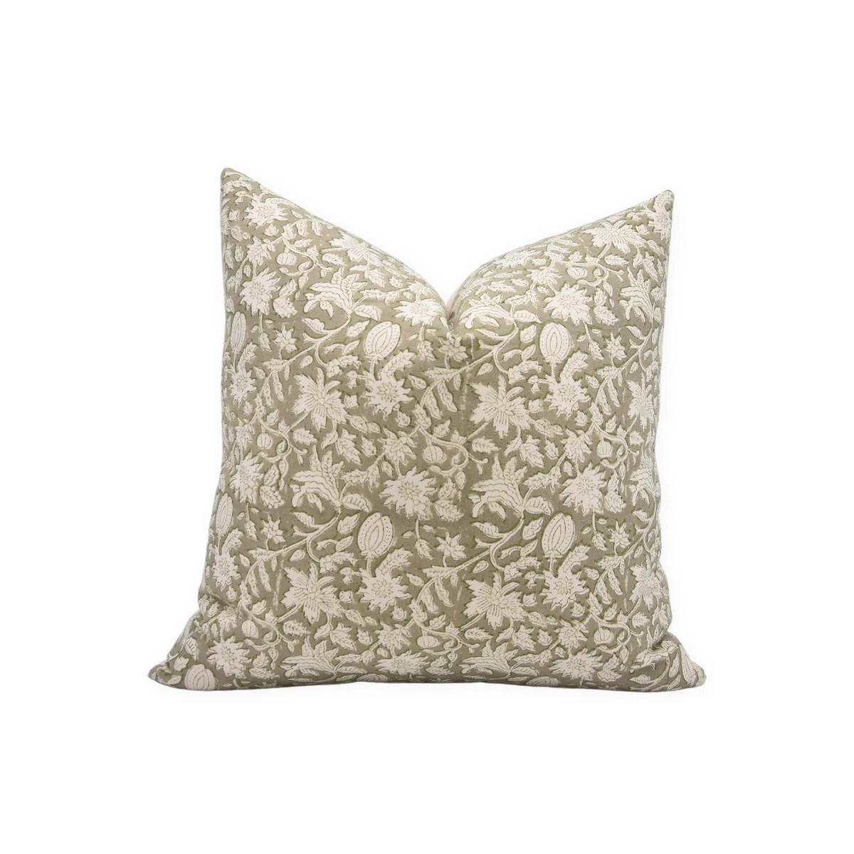 Fabdivine Manikarnika Block Printed Cotton Floral Cushion Cover Handmade Bohemian Home Accent 14X... | Wayfair North America