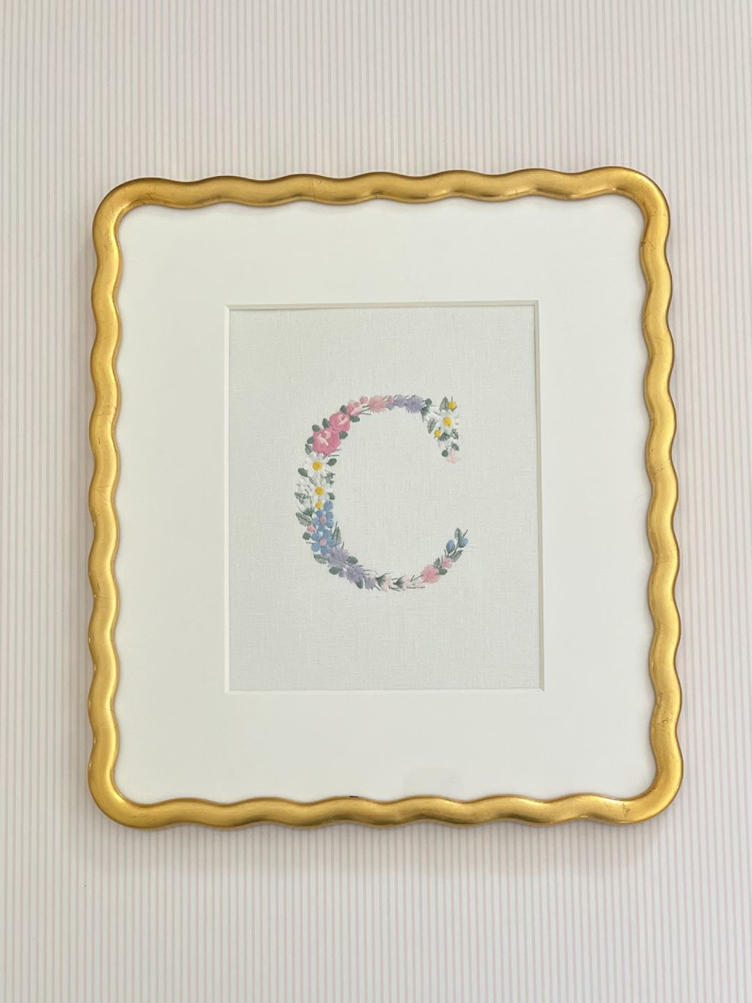 Custom Embroidered Floral Initial Art - Etsy | Etsy (US)