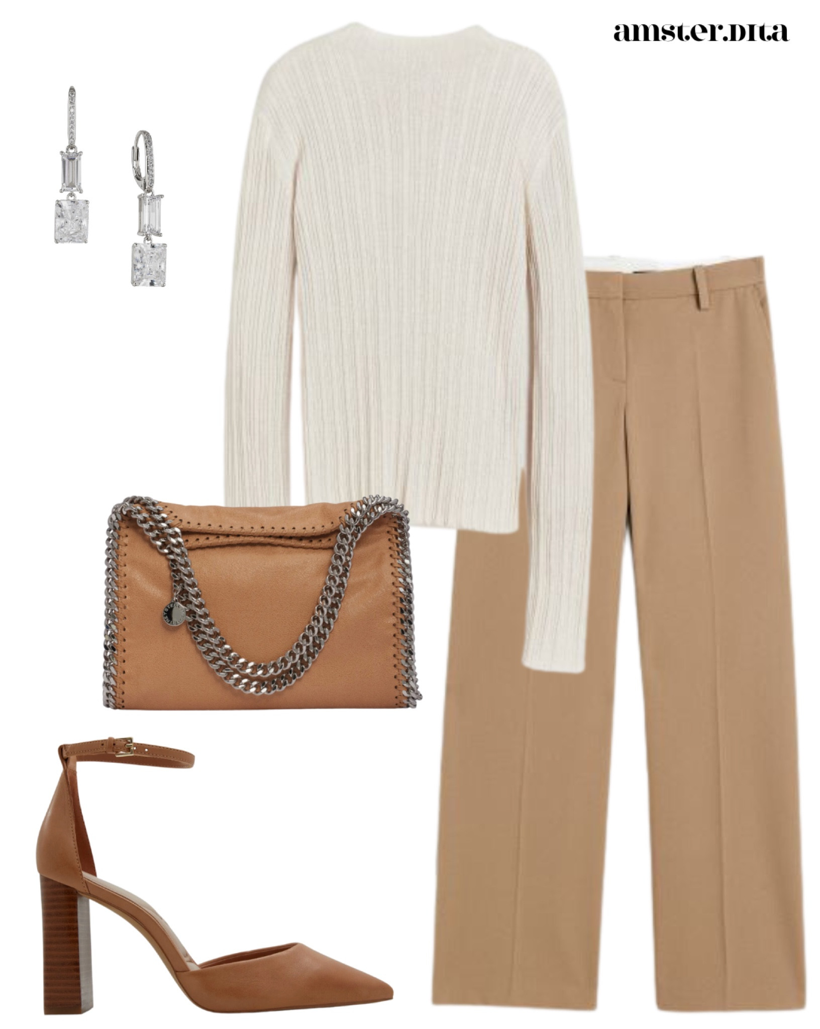 outfit with tan heels