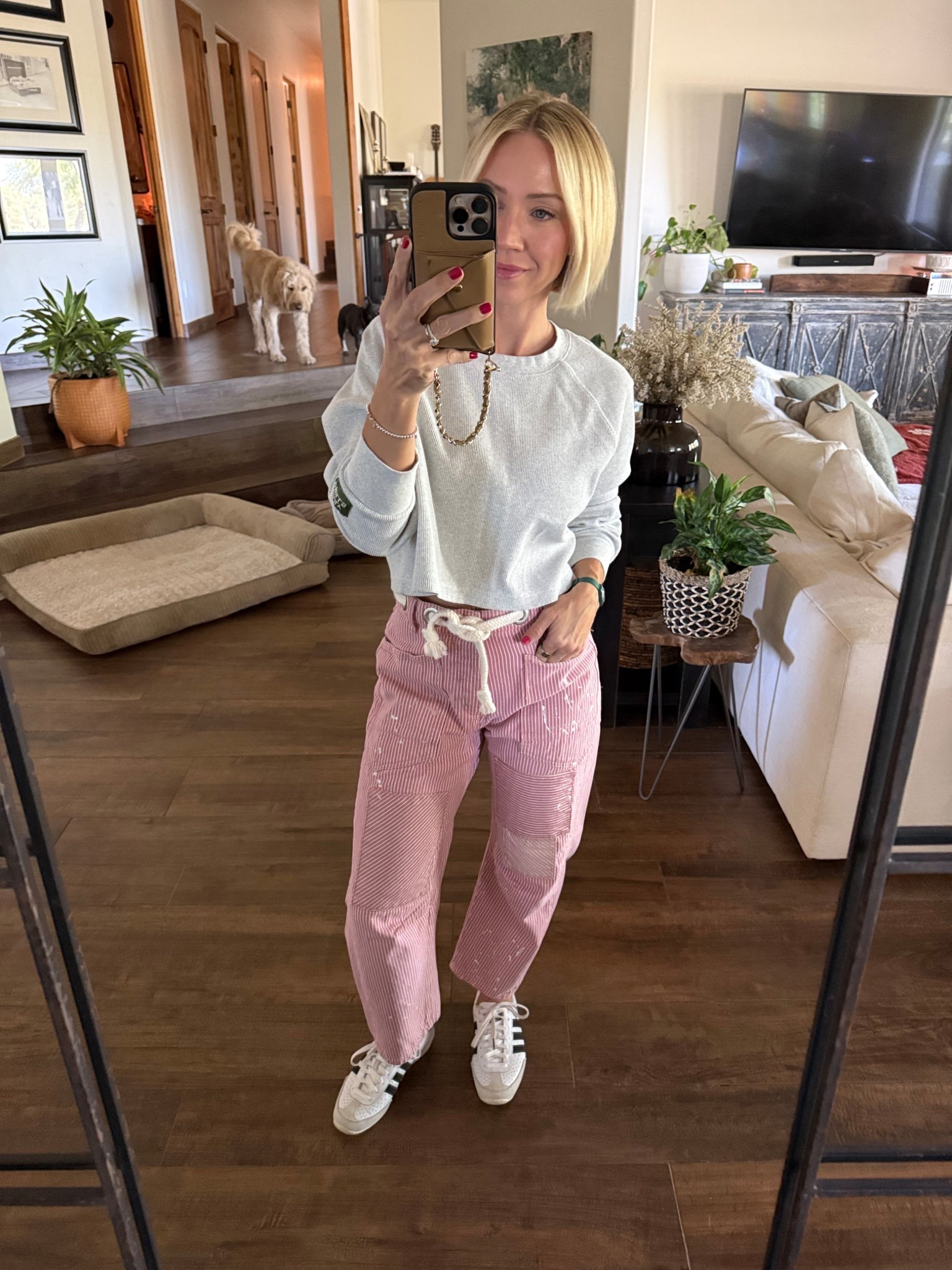 Sized down in pants 
TTS sneakers 

#spring #ootd #adidas #freepeople 

#LTKOver40