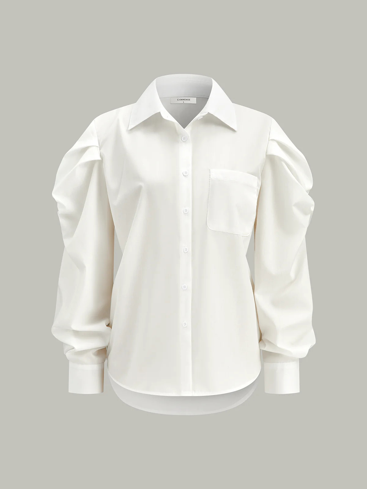 Puff-Sleeve Button-Down Shirt | Commense