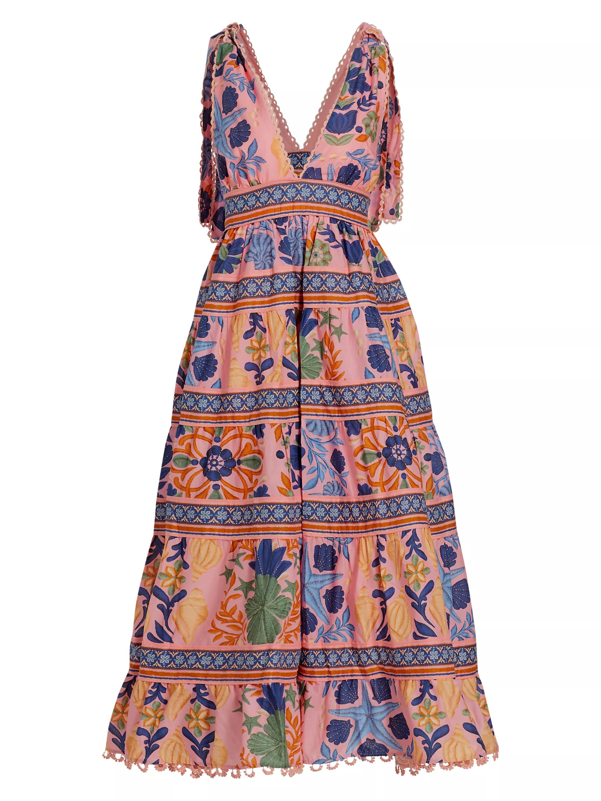 Seashell Tapestry Tiered Midi-Dress | Saks Fifth Avenue