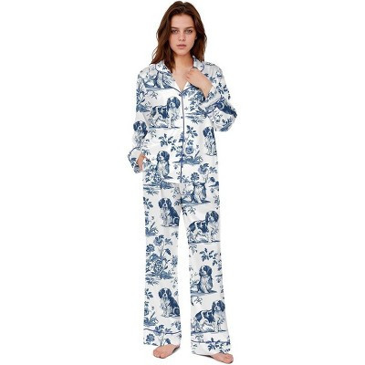 SHESHOW Funny Pjs Sets Women Button Down 2 Piece Pjs Long Sleeve Sleepwear Animal Print Pajamas Set for Women White | Target